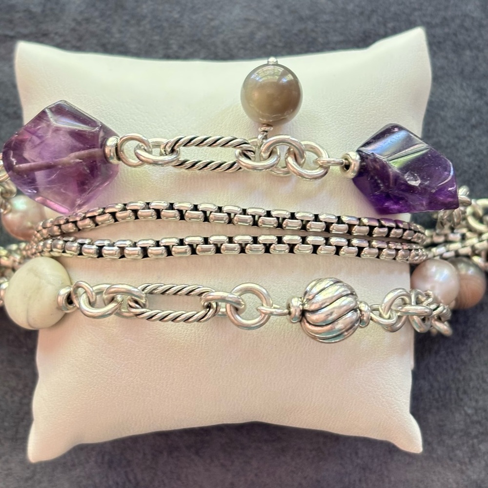 David Yurman Multi-Strand Bijoux Bracelet with Gemstones-Small - Picture 2 of 8